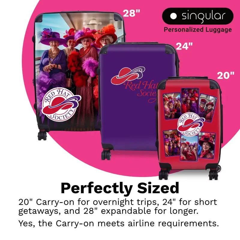Red Hat Photo Collage on Mauve - Singular Luggage