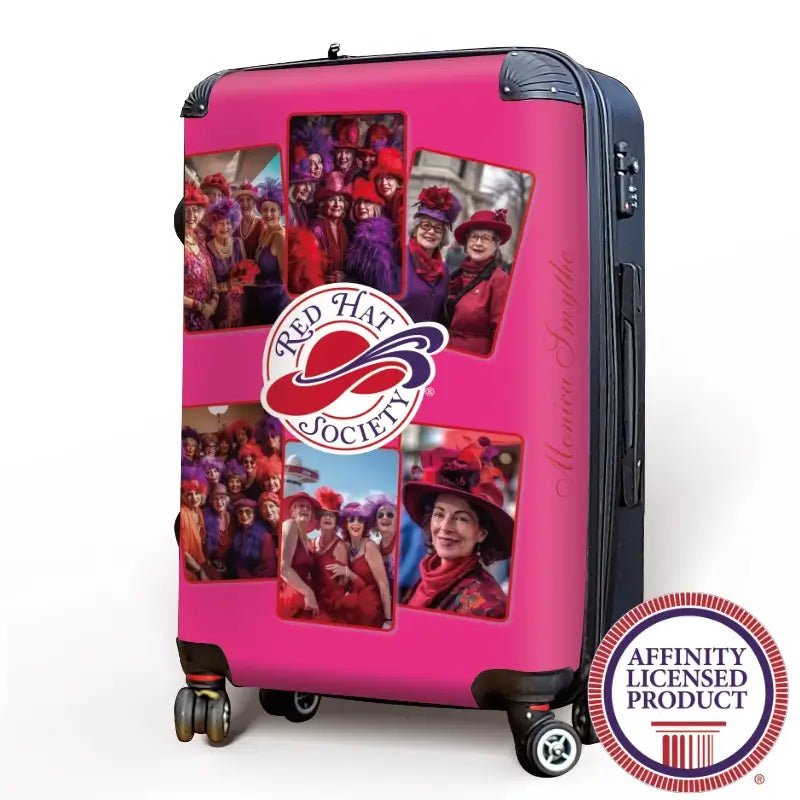 Red Hat Photo Collage on Pink - Singular Luggage