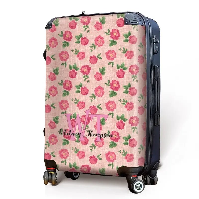 Roses on linen Personalized Name Luggage - Singular Luggage