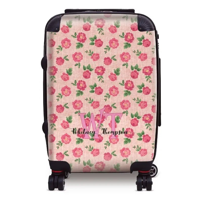 Roses on linen Personalized Name Luggage - Singular Luggage