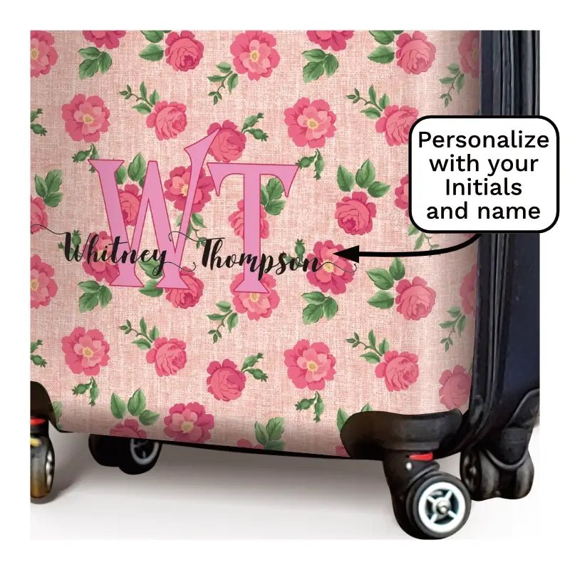 Roses on linen Personalized Name Luggage - Singular Luggage