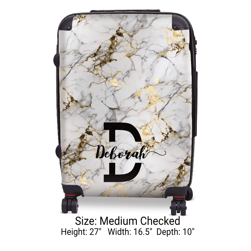 White Marble Monogram Luggage - Singular Luggage