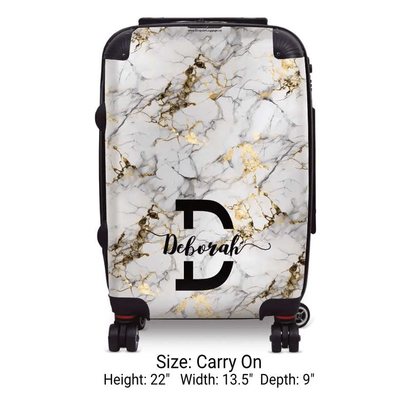 White Marble Monogram Luggage - Singular Luggage