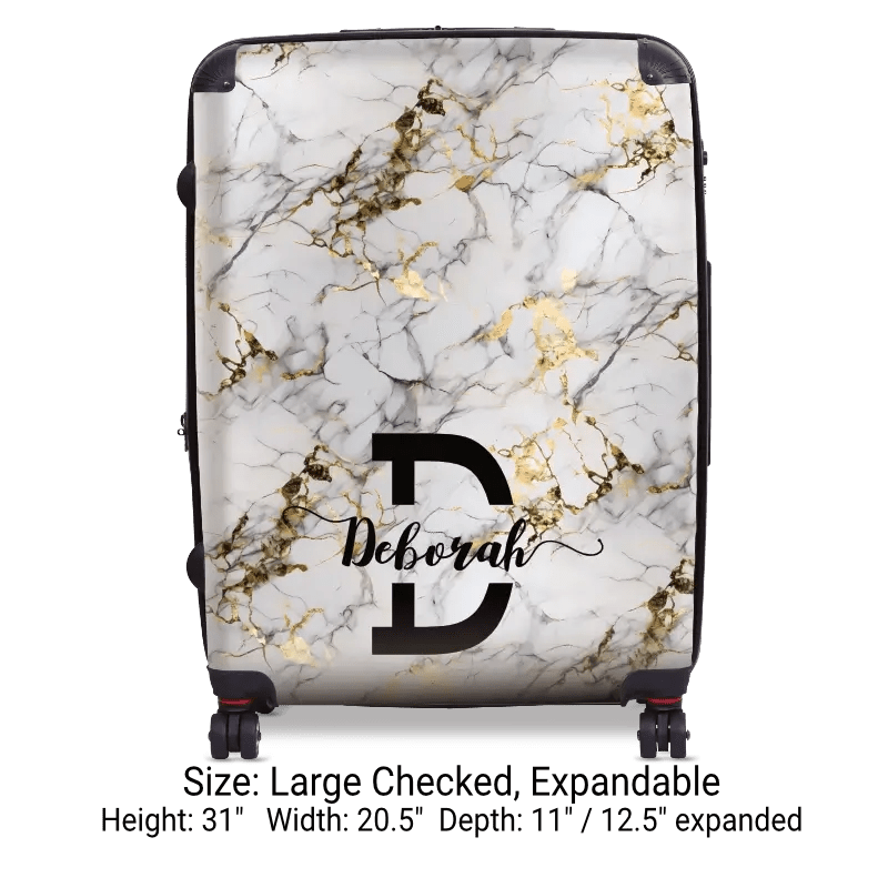 White Marble Monogram Luggage - Singular Luggage
