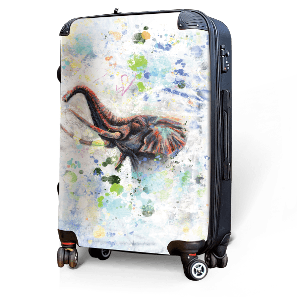 Male Elephant - Singular Luggage Custom Luggage and Backpacks.  Design your own artwork decoration.