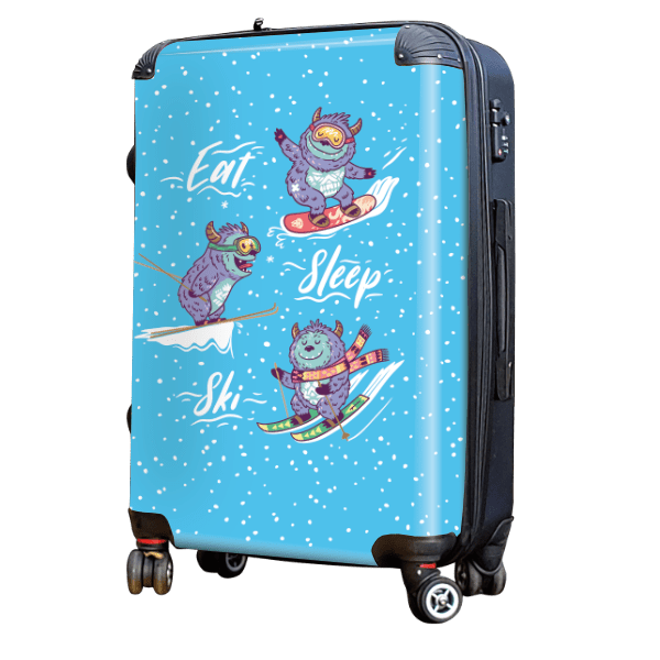 Skiing Yeti - Singular Luggage Custom Luggage and Backpacks.  Design your own artwork decoration.