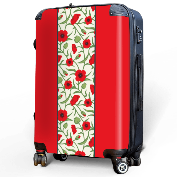 Red Poppies - Singular Luggage Custom Luggage and Backpacks.  Design your own artwork decoration.