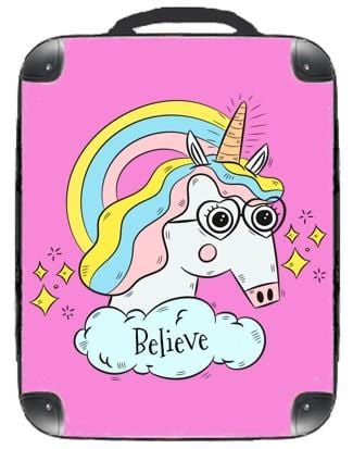 Believe Unicorn Backpack - Singular Luggage Custom Luggage and Backpacks.  Design your own artwork decoration.